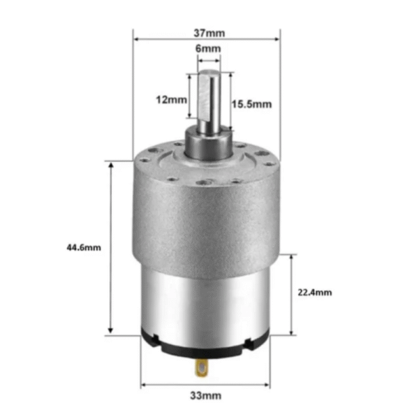 12V 60 RPM Side Shaft High Torque Motor (Original & new) - Image 3