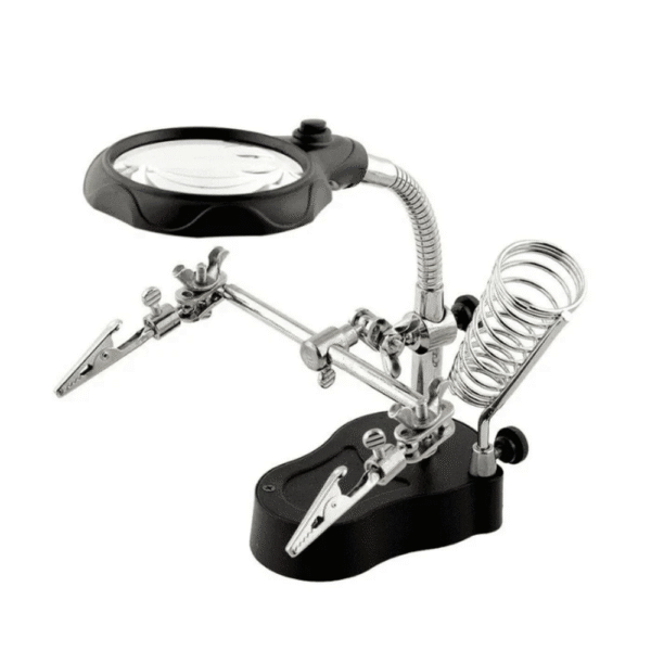 Multi-function LED Magnifier PCB Soldering iron Stand Holder Table Magnifying glass 35X 12X w/ 2-LED Light