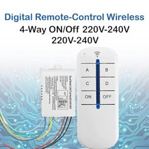 Roboway 4-Way ON/Off 220V-240V Light Digital Remote-Control Wireless Wall Switch with RF Remote Control (RW-RF031)