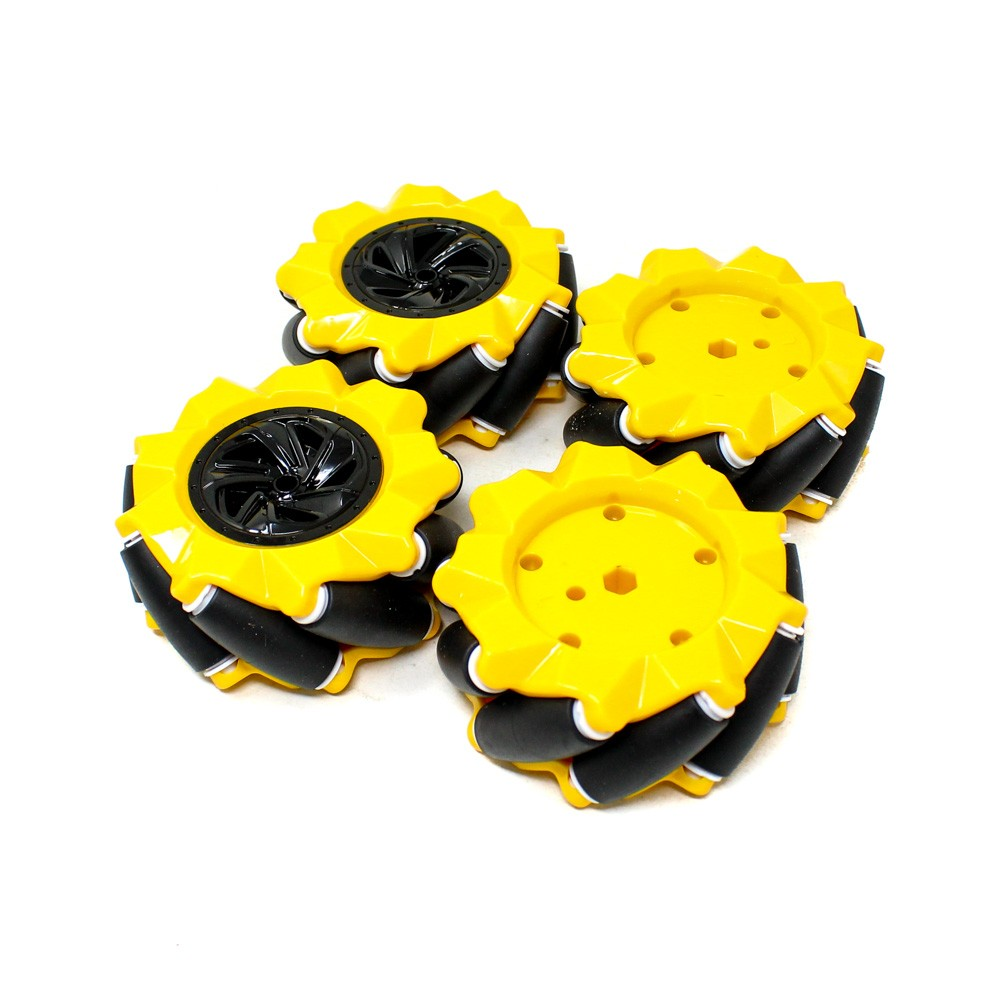 80mm-A Mecanum Wheel Compatible with 6.7mm Coupling (Pack of 4)-Yellow - Image 4