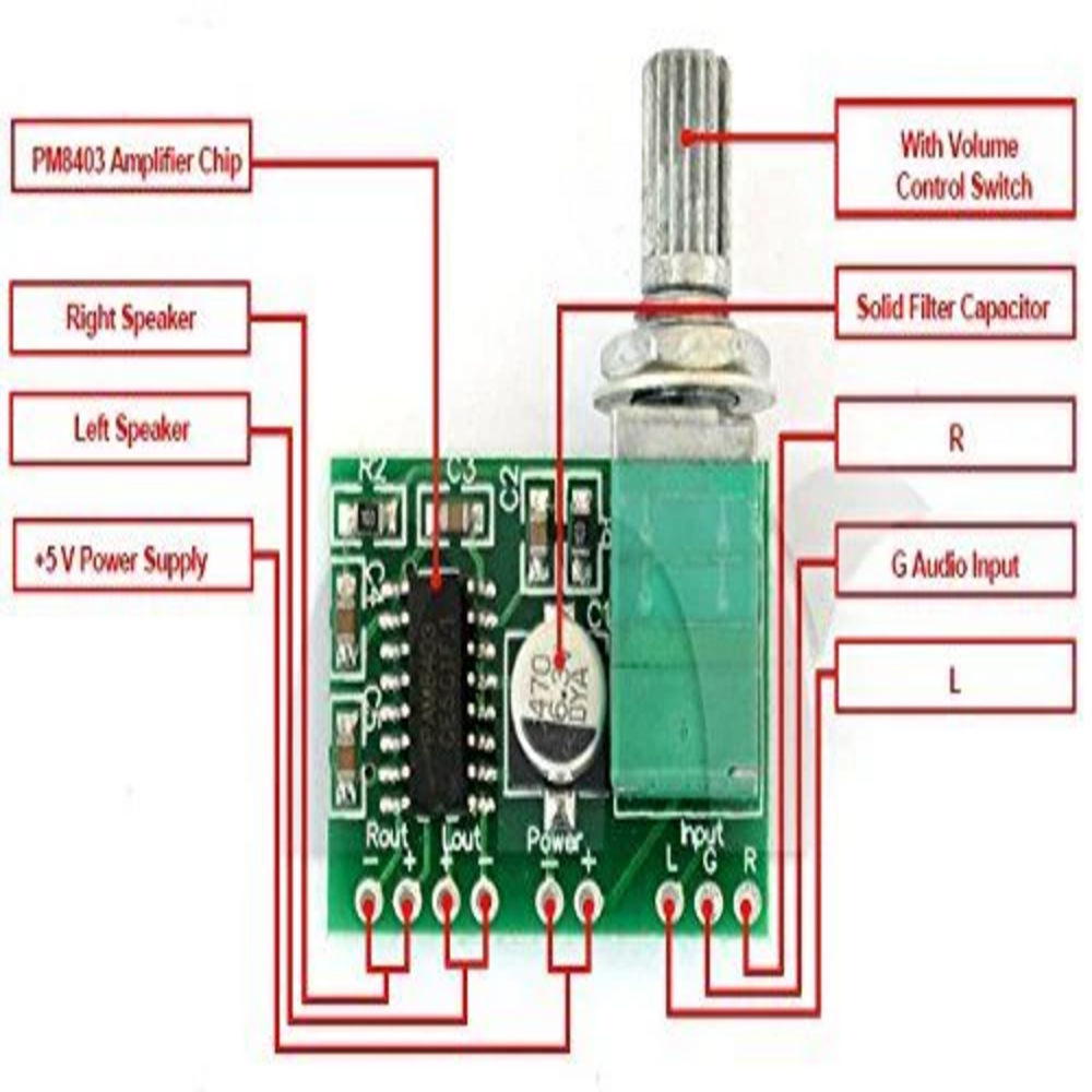 PAM 8403 Amplifier Module with Knob - Image 2
