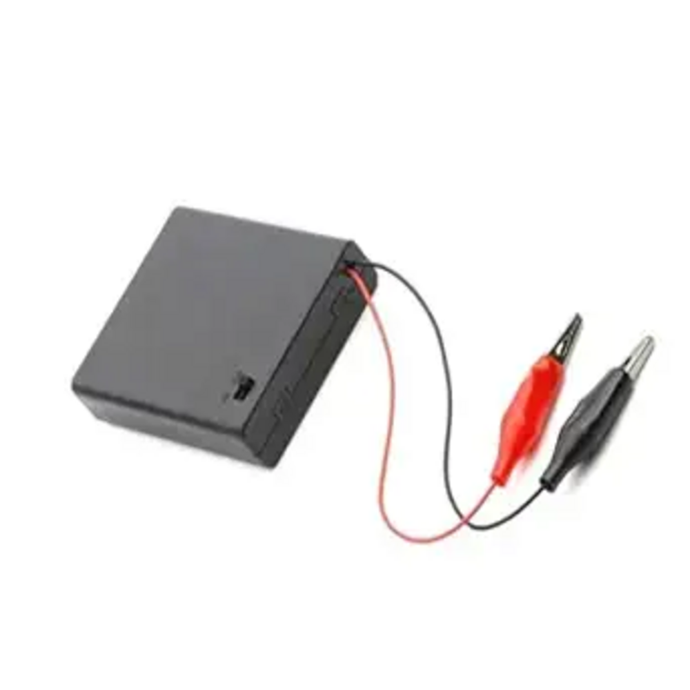 3 x AA Battery Holder Box with Switch and Alligator Clips