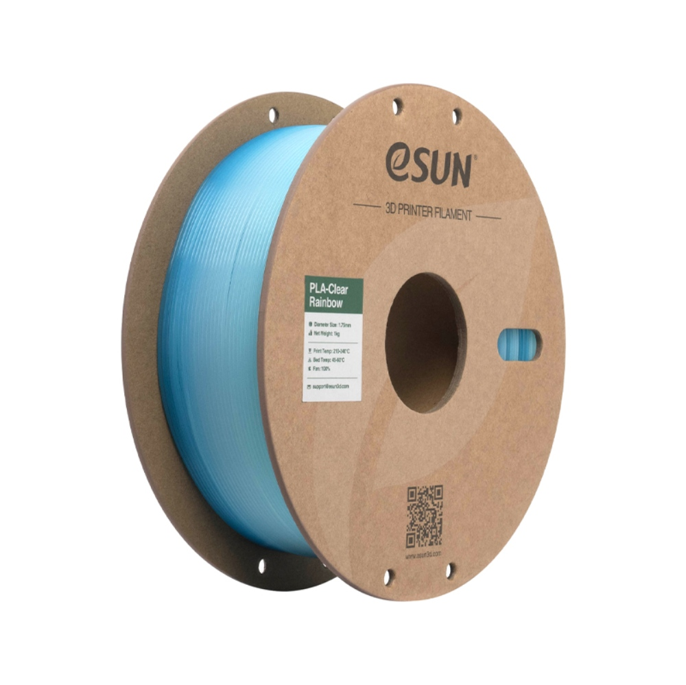 eSUN PLA-Clear Rainbow filament- 1.75mm- Translucent blue white- 1kg/roll- with paper roll