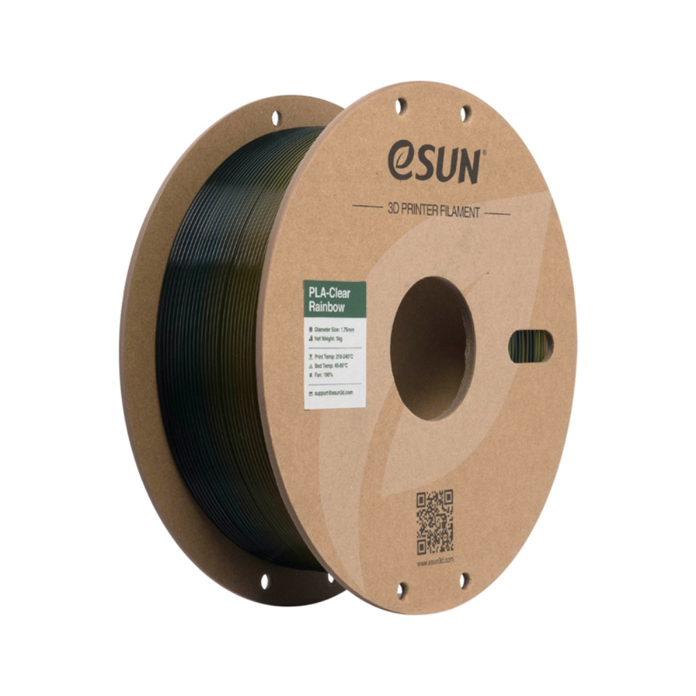 eSUN PLA-Clear Rainbow filament- 1.75mm- Translucent yellow green blue- 1kg/roll- with paper roll