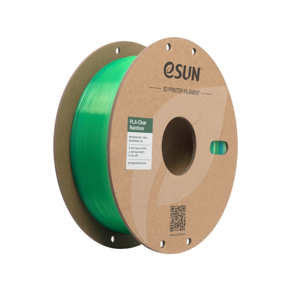 eSUN PLA-Clear Rainbow filament- 1.75mm- Translucent blue green- 1kg/roll- with paper roll