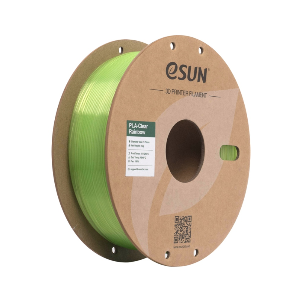 eSUN PLA-Clear Rainbow filament- 1.75mm- Green crystal- 1kg/roll- with paper roll