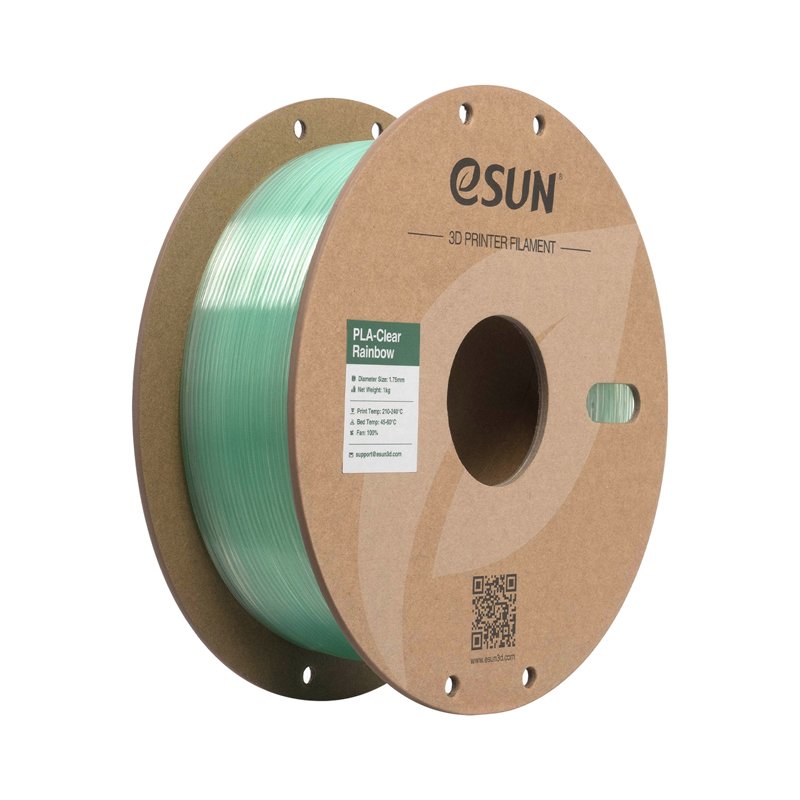 eSUN PLA-Clear Rainbow filament- 1.75mm- Cyan crystal- 1kg/roll- with paper roll