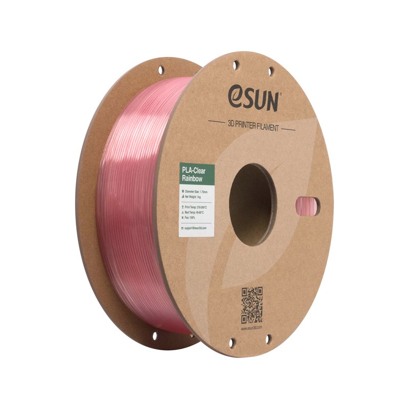 eSUN PLA-Clear Rainbow filament- 1.75mm- Pink crystal- 1kg/roll- with paper roll