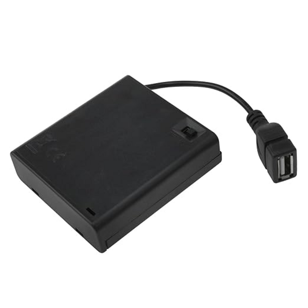 4 x AA Battery Holder Box with USB Plug,with Switch and Cover