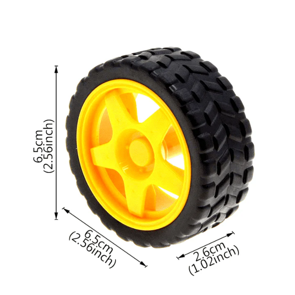 65mm Robot Wheel for BO Motors (Yellow)