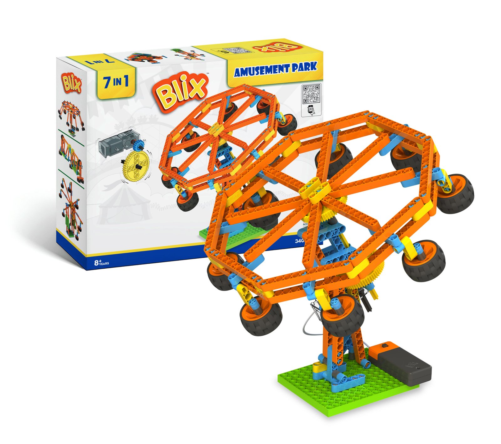 Blix Robotix – Amusement Park, Science Kit, Educational Diy Building Block Set, Construction Toys, For 7+ Years Boys And Girls,yellow